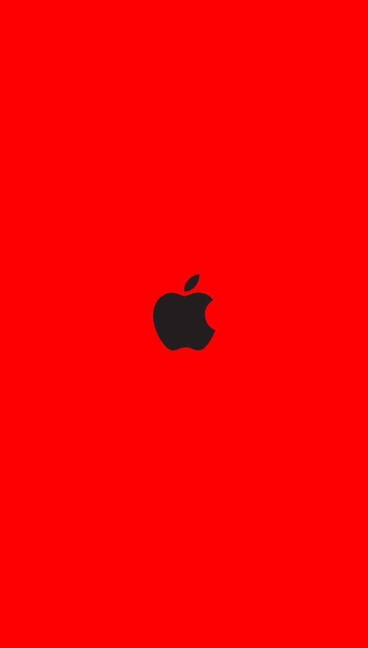 紅色背景上的黑色Apple標誌