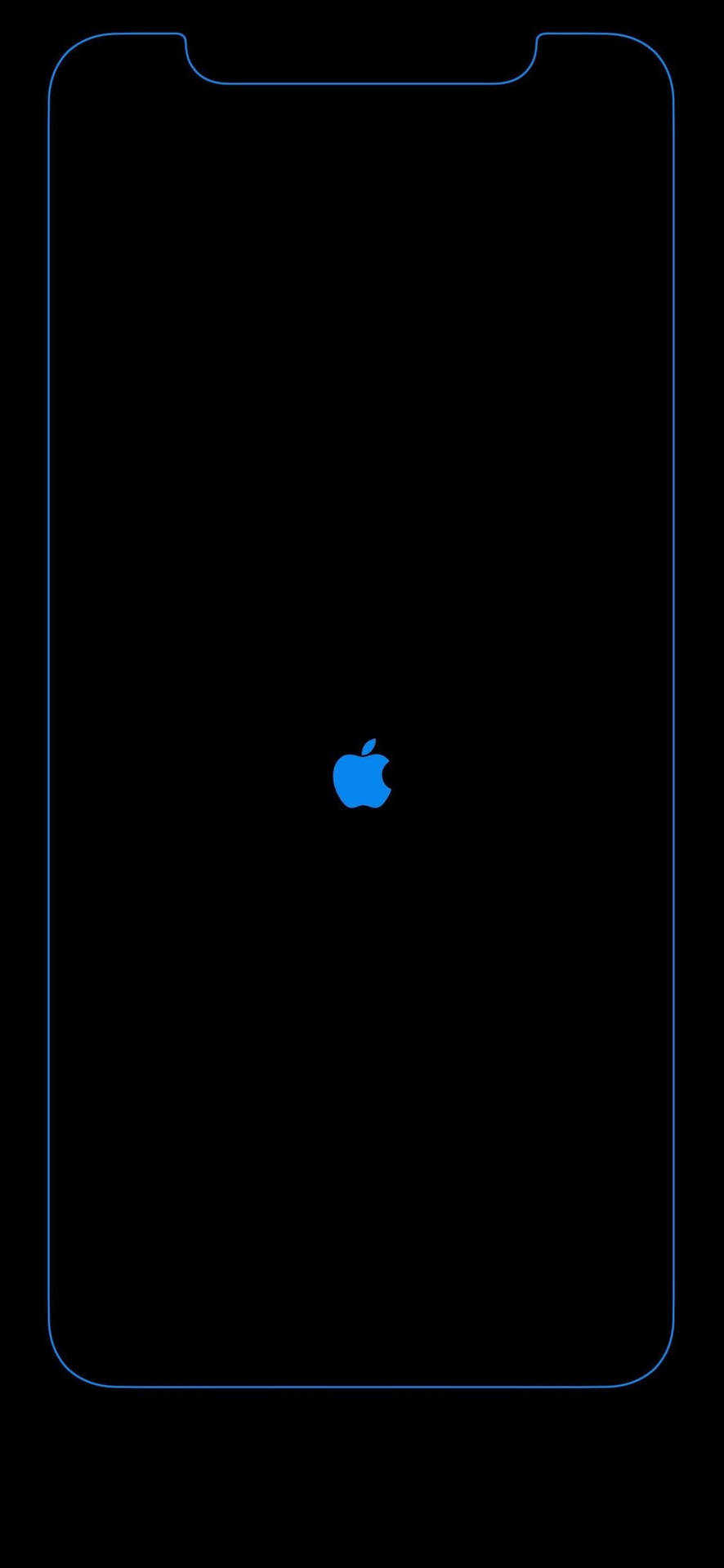 藍色Apple標誌位於黑色智能手機屏幕輪廓的中央。