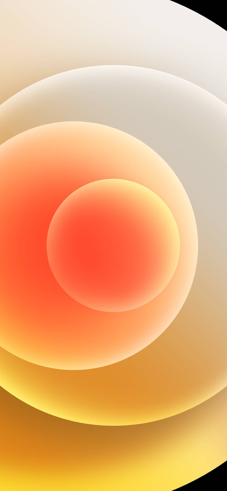 抽象數位藝術作品，帶有暖色調重疊發光的圓圈。