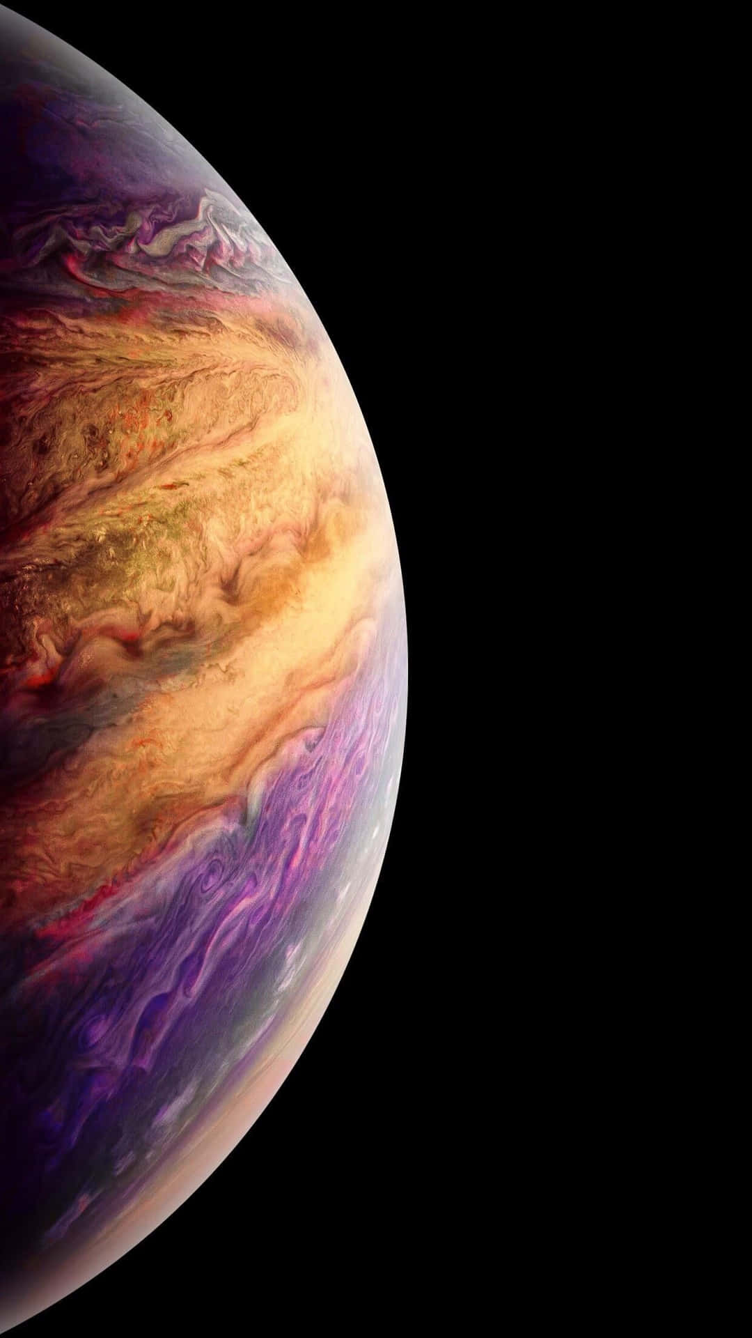 木星色彩繽紛的旋轉雲層在太空的黑暗中主導了畫面。