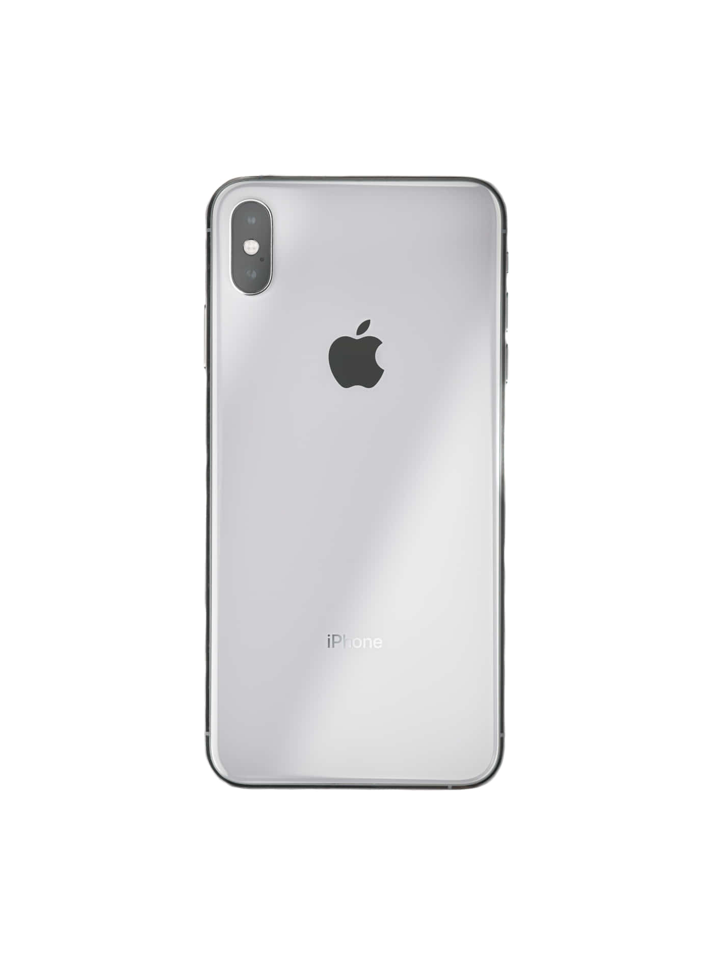 銀色iPhone X背面，帶有Apple標誌和雙鏡頭