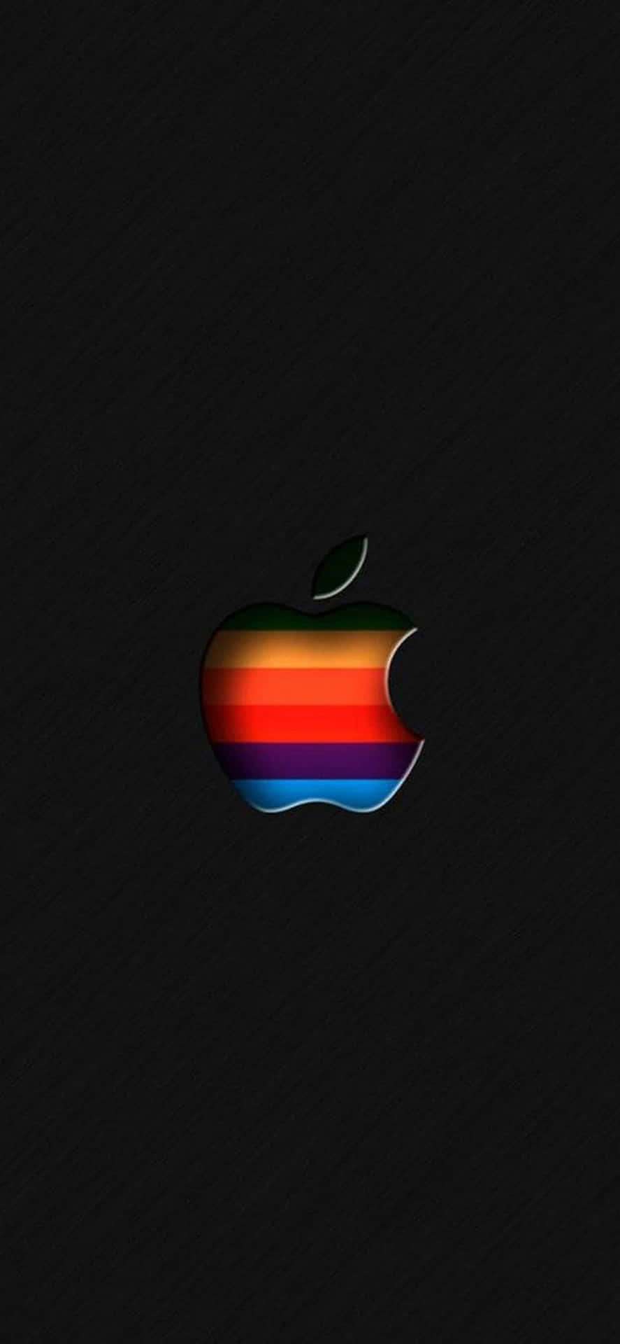 彩虹Apple標誌在黑色紋理背景上