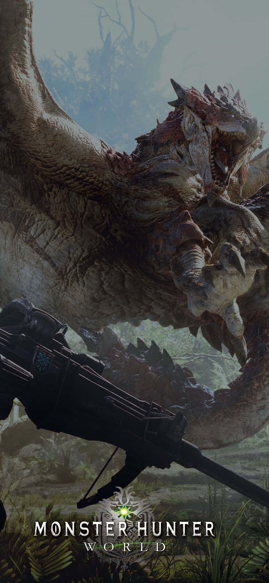 獵人在叢林中用武器瞄準巨龍