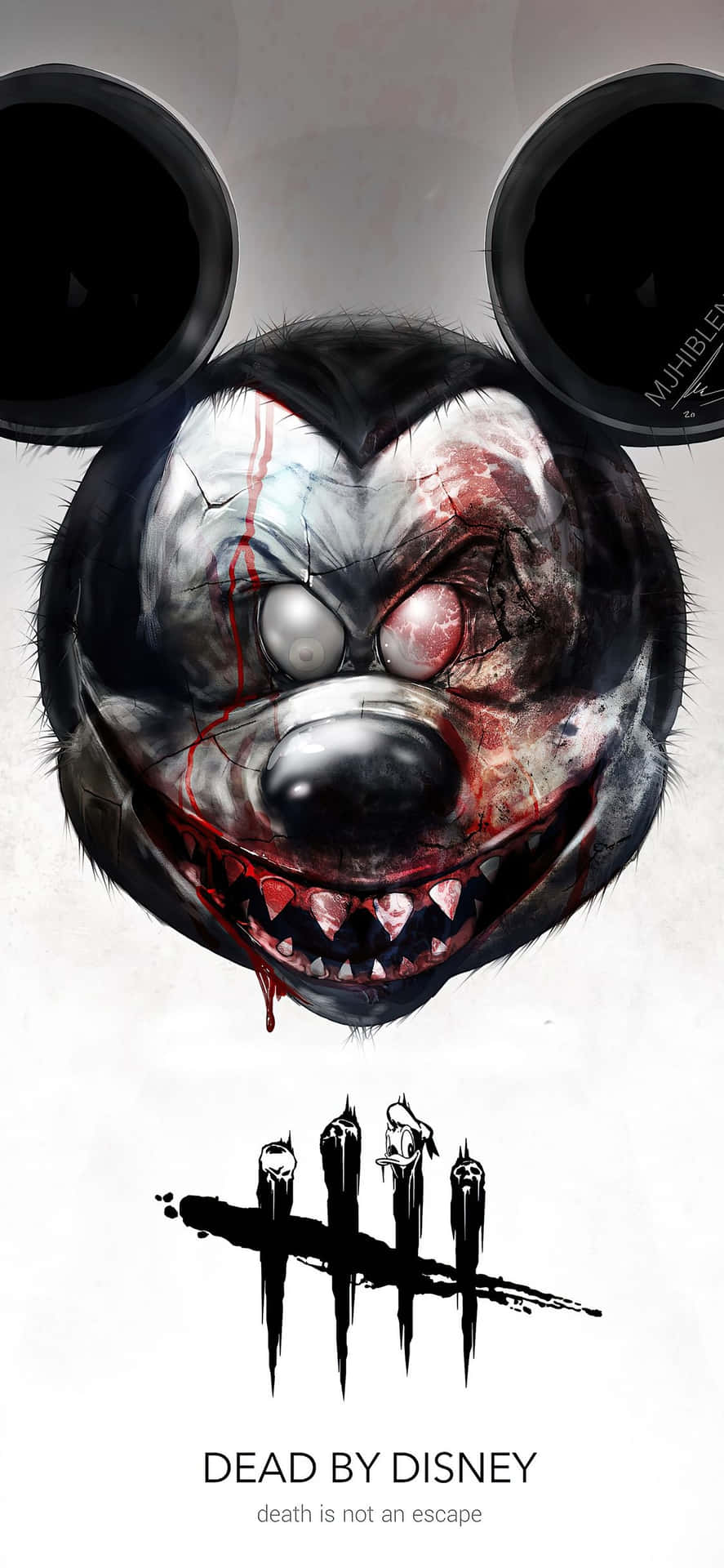 恐怖主題的米奇老鼠，帶有鮮血和尖牙，宣傳 Dead by Disney。