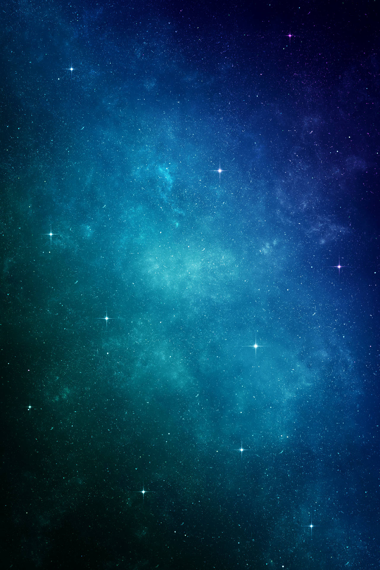 廣闊的藍色和藍綠色星雲，充滿了深空中閃爍的星星。