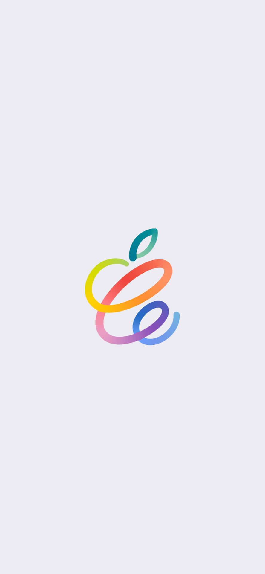 色彩繽紛的Apple標誌，帶有彩虹漸變，淺灰色背景