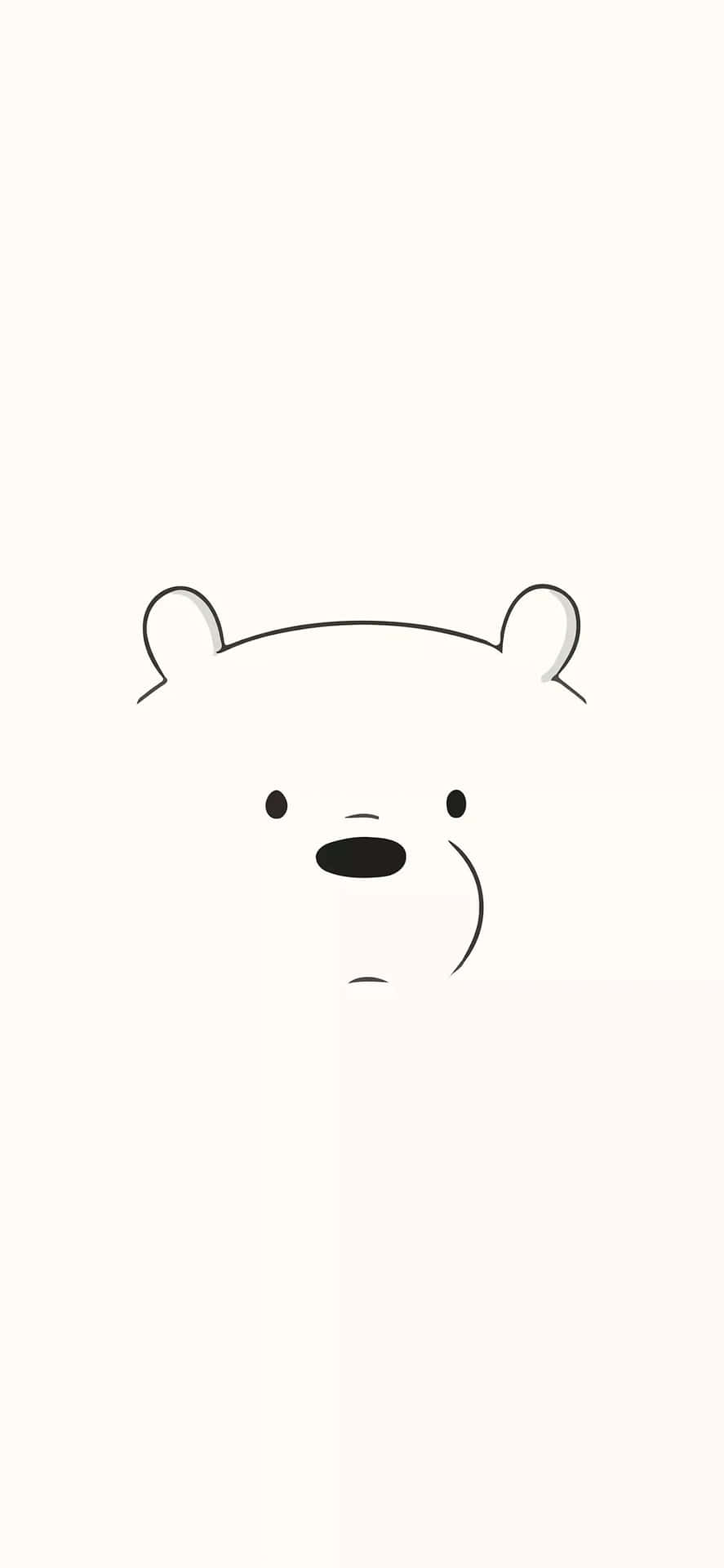 一張帶有溫柔微笑的熊臉的簡單線條畫。