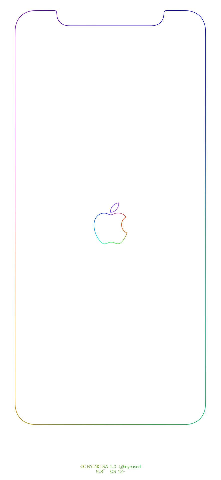 iPhone 螢幕，帶有彩虹 Apple 標誌和細彩色邊框