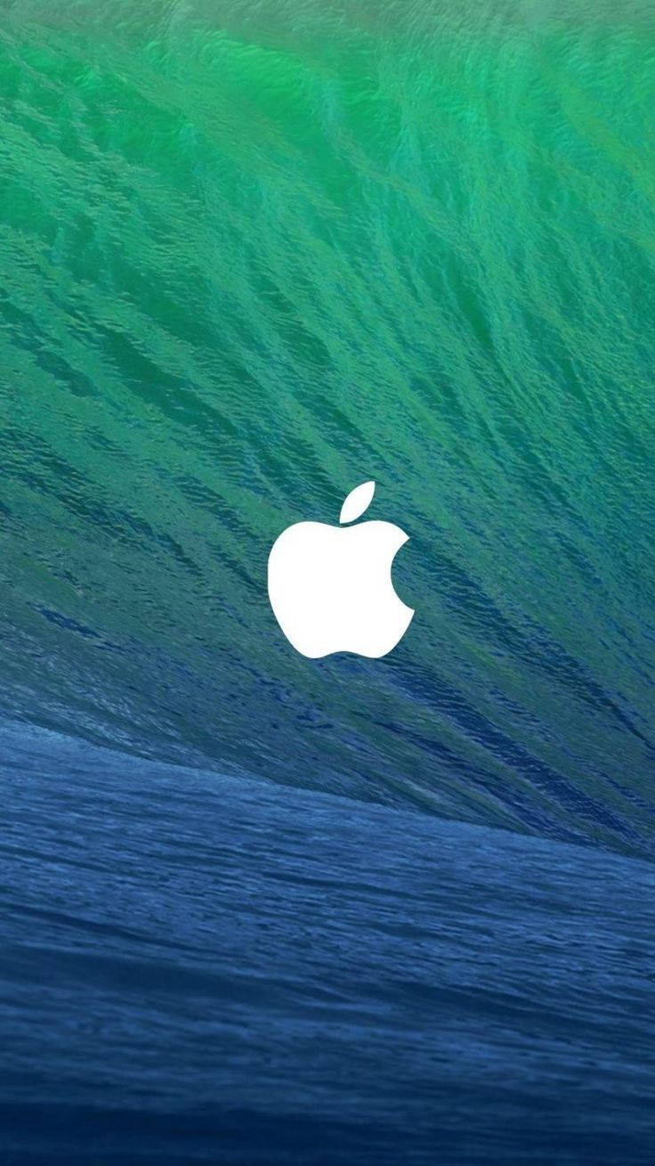 白色Apple標誌在破碎的海浪背景上。