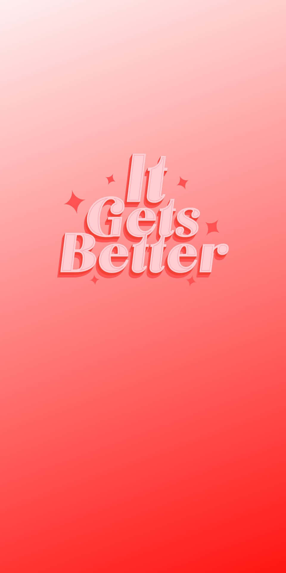 在粉紅到紅色漸變背景上，帶有星星的勵志文字「It Gets Better」。