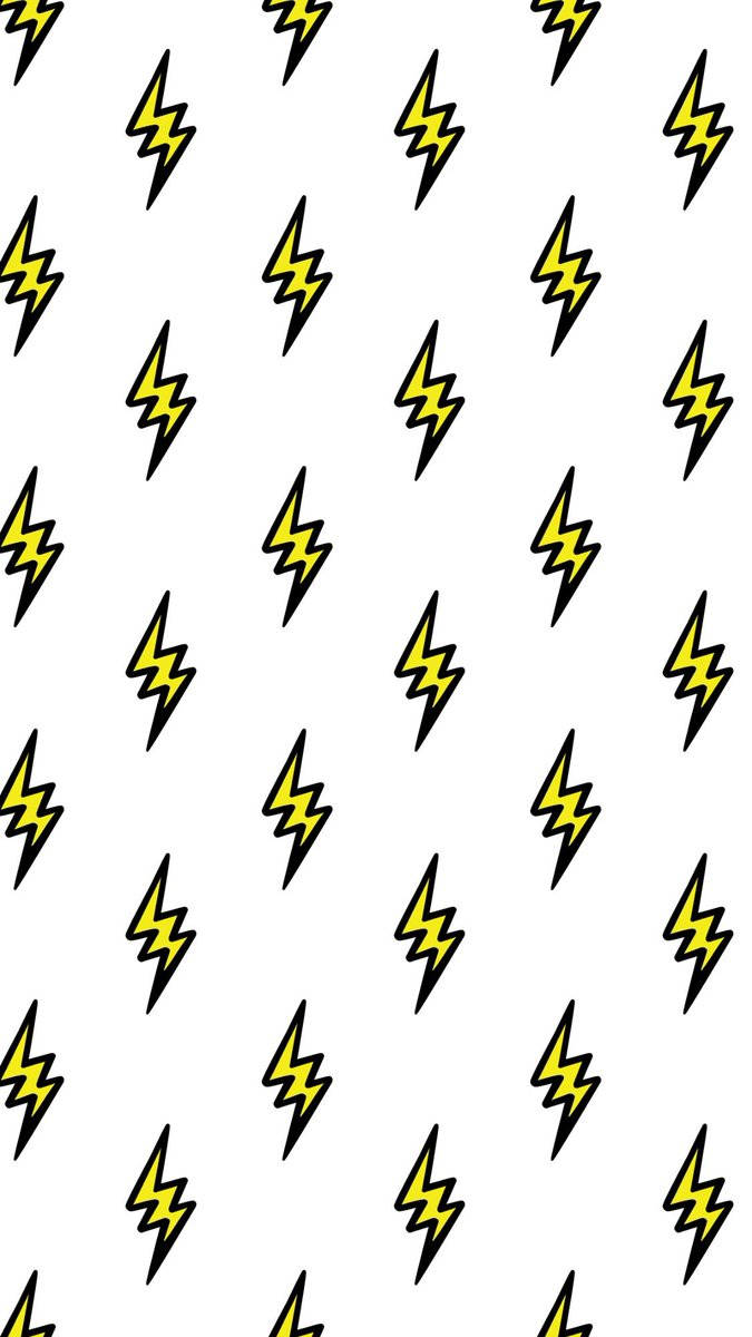 J Balvin Energia Logo 壁紙 — 在乾淨的白色背景上，重複的粗體黃色閃電圖案，帶有黑色輪廓。