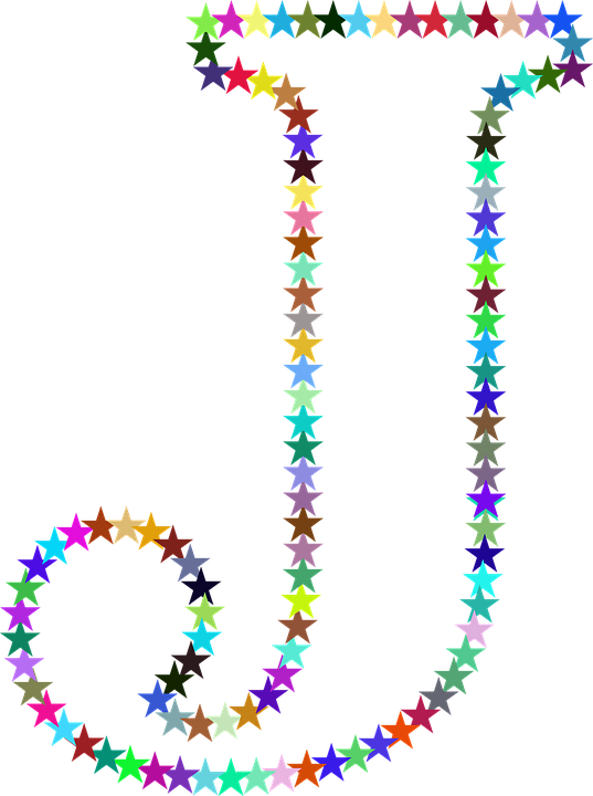 色彩繽紛星星圖案組成字母J I 壁紙