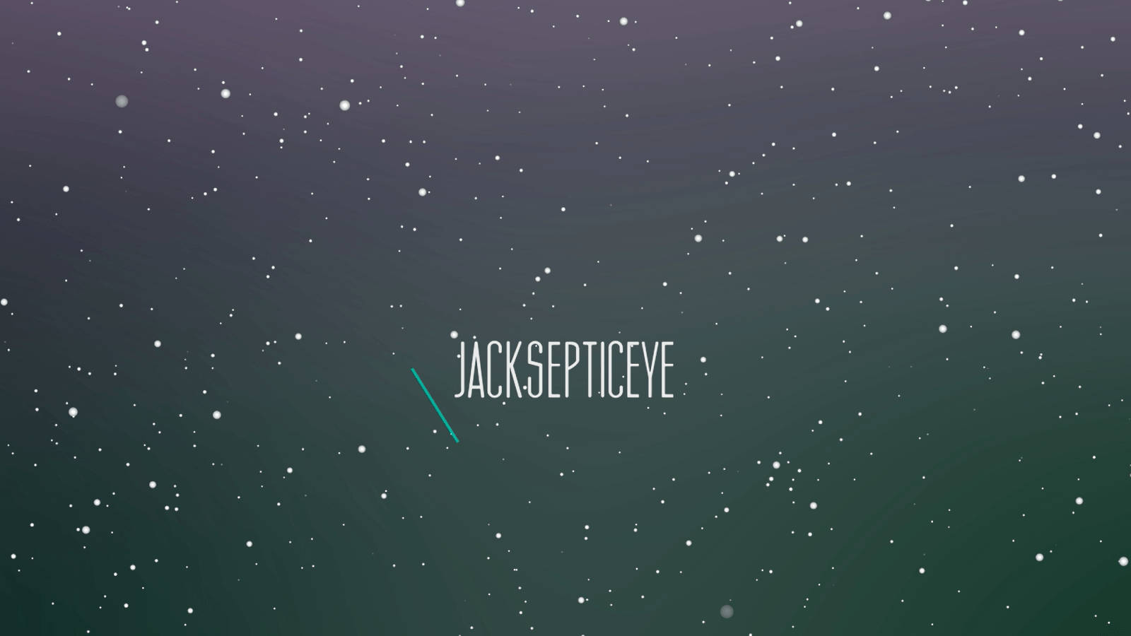 Jacksepticeye夜空 壁紙 — 從深紫色到藍綠色的漸變背景，點綴著類似星星的白色圓點，中央有一個極簡的文字標誌。