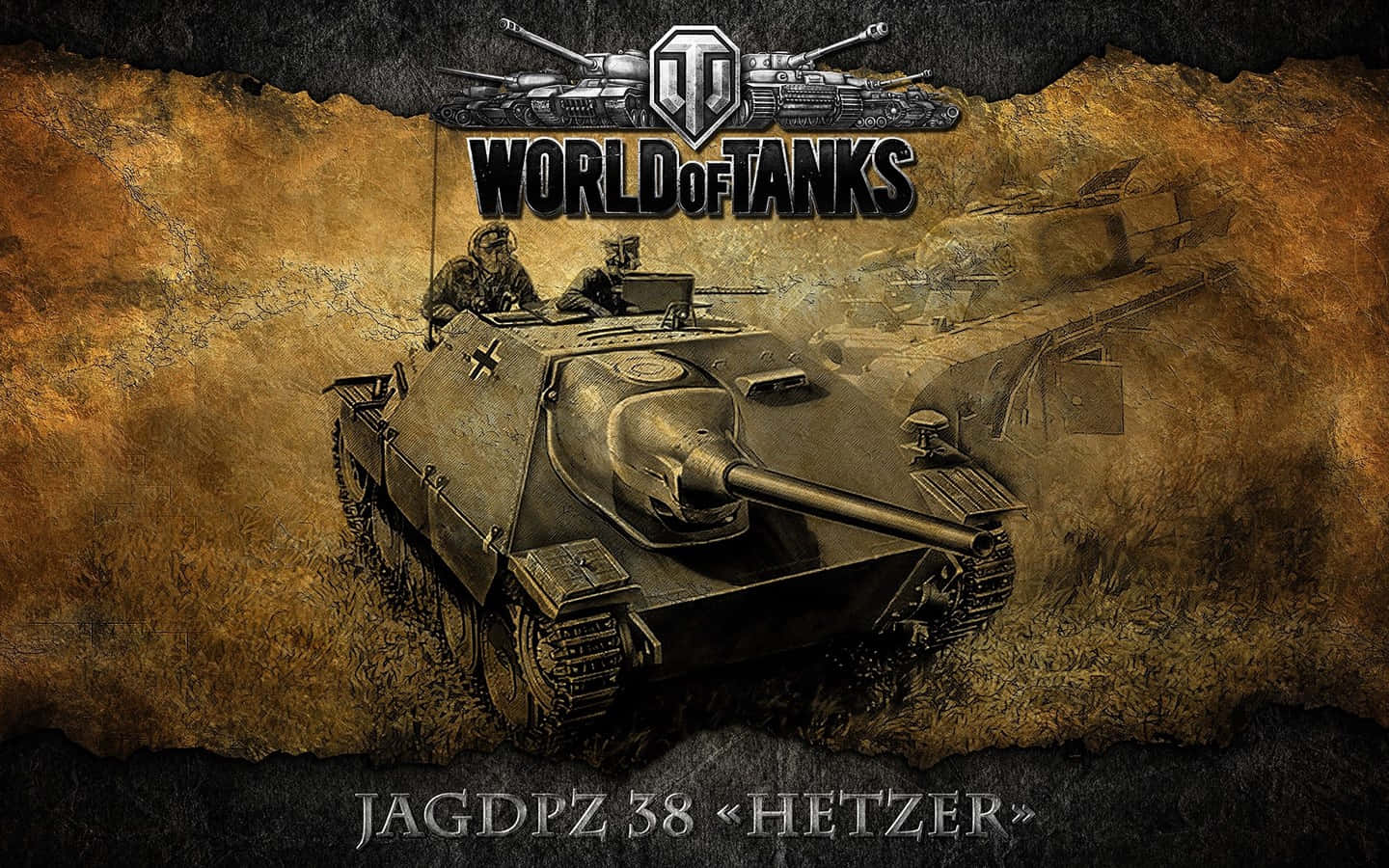 Jagdpanzer 38 Hetzer 坦克及乘員處於戰鬥場景。
