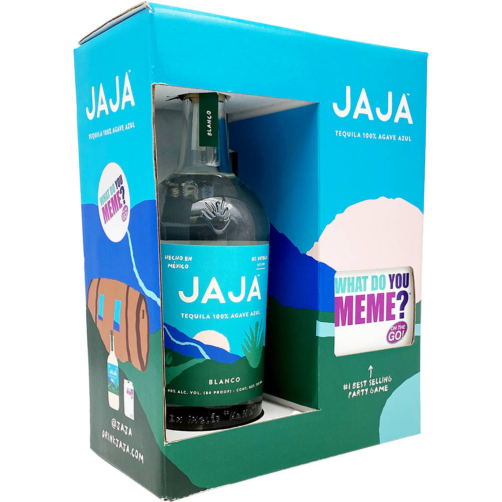Jaja龍舌蘭酒瓶，採用色彩繽紛的迷因主題包裝，適合派對。