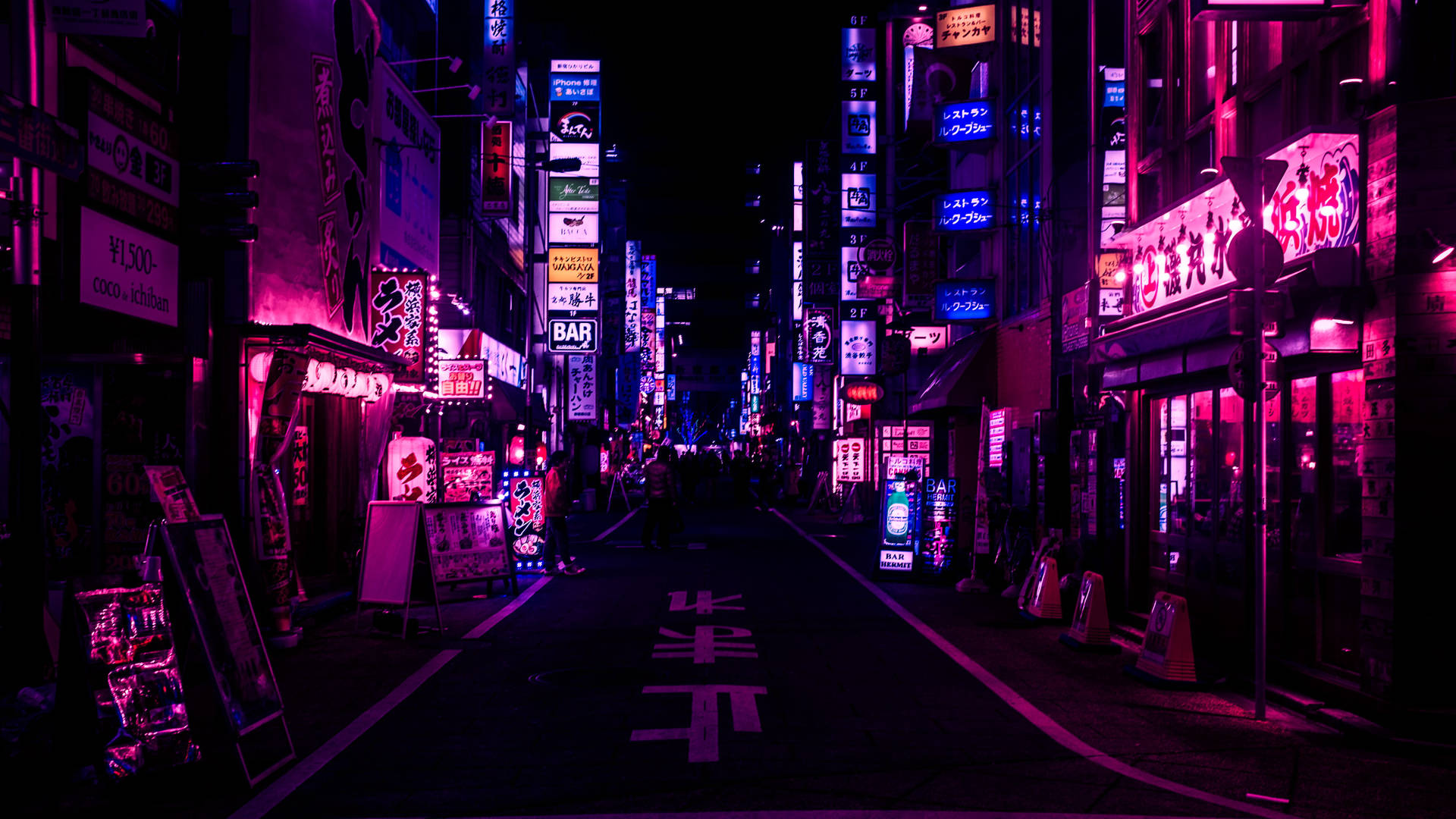 日本城市街景紫調美學壁紙