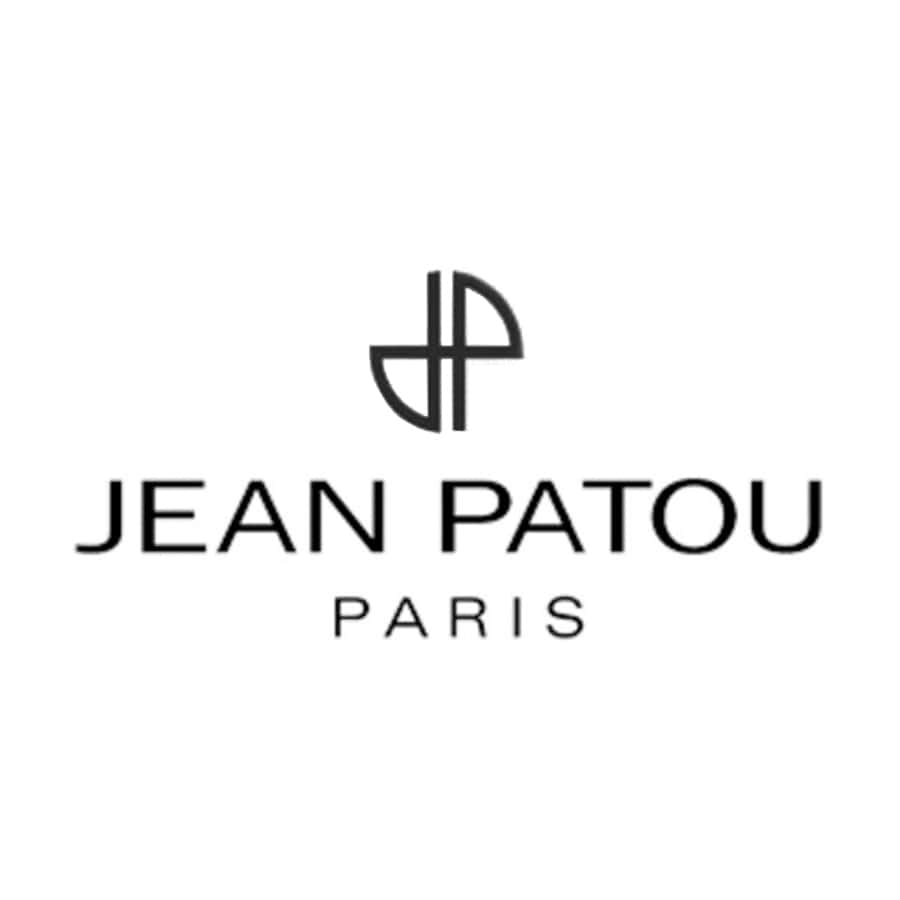 Jean Patou Paris極簡標誌 壁紙 — Jean Patou Paris 的簡約黑白標誌，在純白背景上帶有風格化的 JP 字母組合。