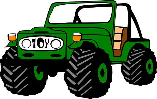 綠色卡通Jeep插圖 壁紙