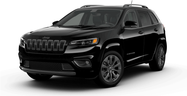 黑色Jeep Cherokee Limited 2023 壁紙 — 一輛時尚的黑色Jeep Cherokee SUV在攝影棚燈光下以透明背景展示。