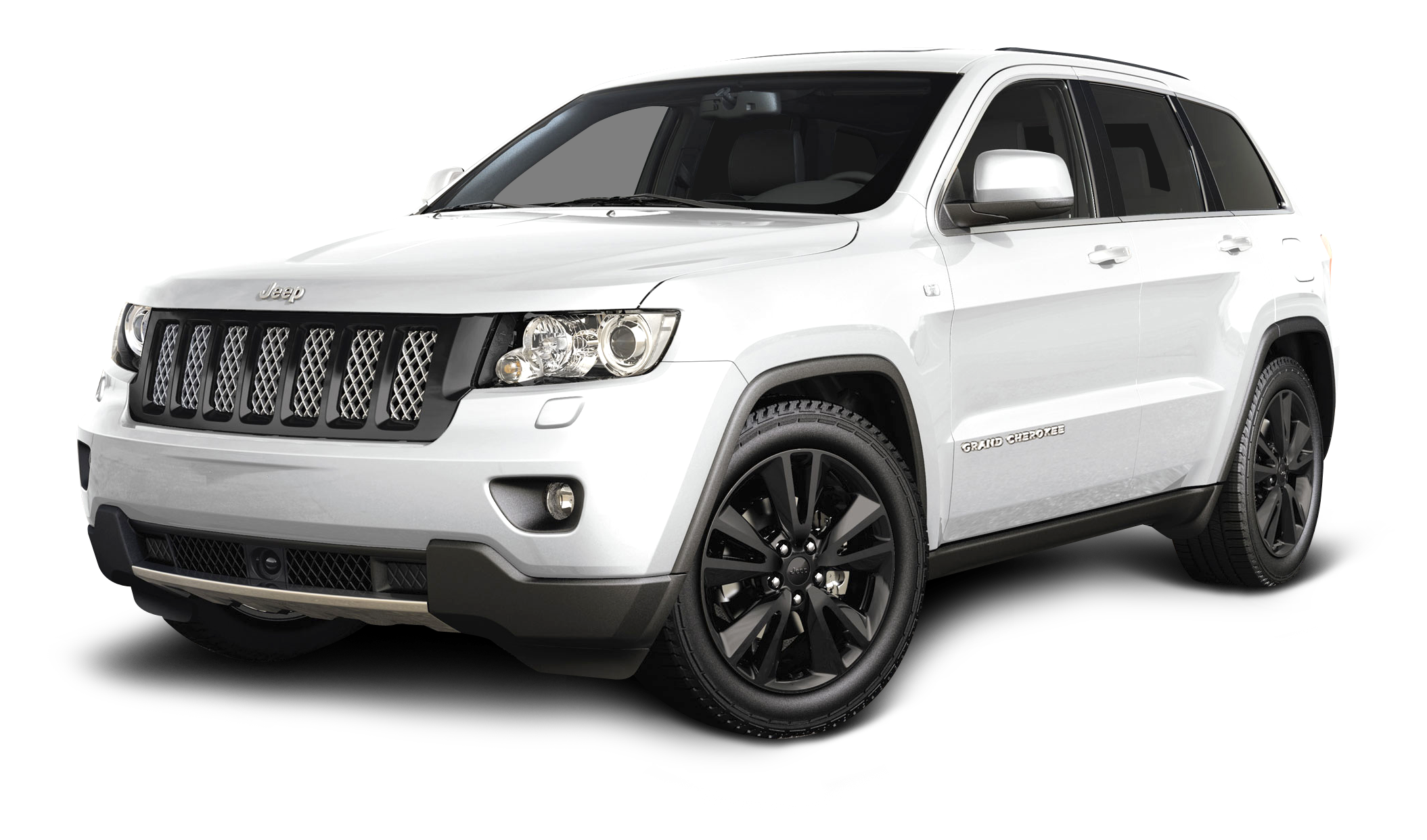 白色Jeep大切諾基S U V側面視圖 壁紙
