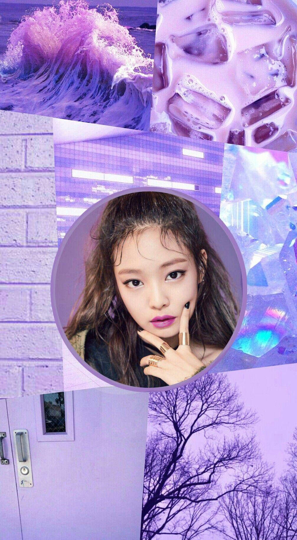 紫色拼貼畫含Jennie Kim