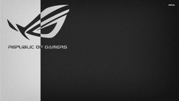 Republic of Gamers 標誌在黑白紋理背景上