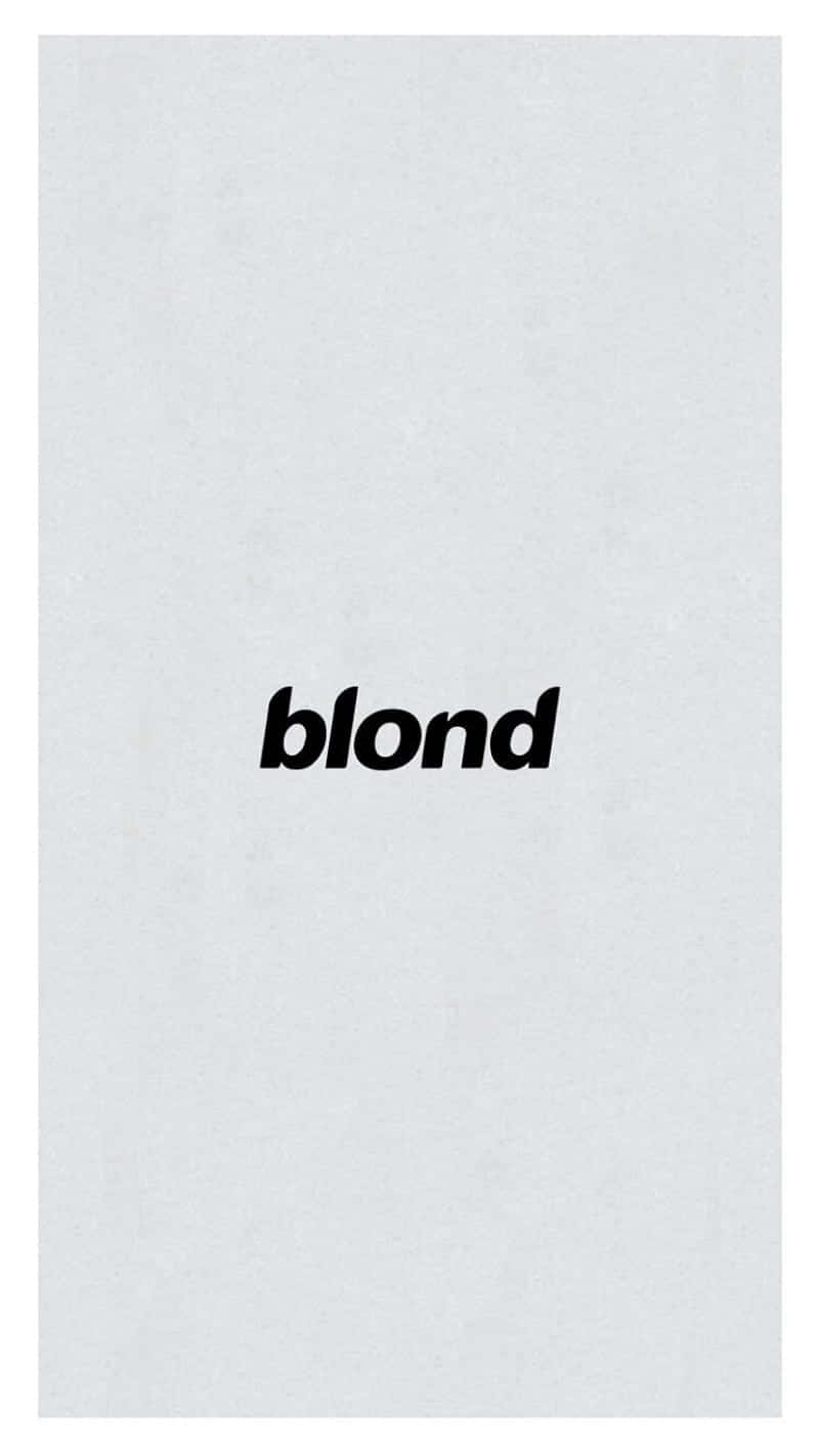Frank Ocean Aesthetic 桌布 壁紙 — 極簡主義字體海報，以粗體黑色字體將單詞 blond 居中放置在帶紋理的淺灰色背景上。