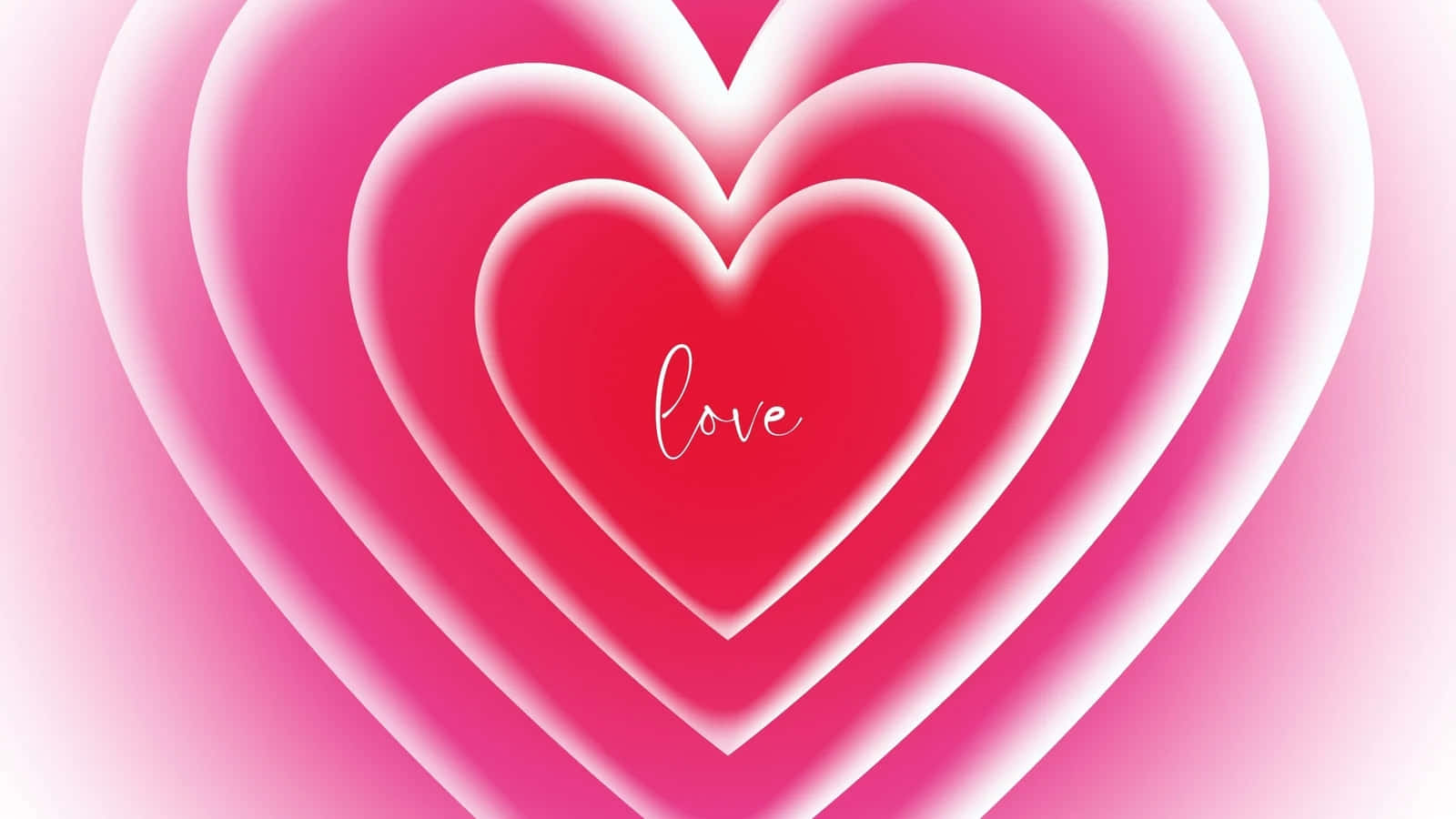 分層的發光心形，中央有love字樣。 — 粉紅色心形動圖 壁紙