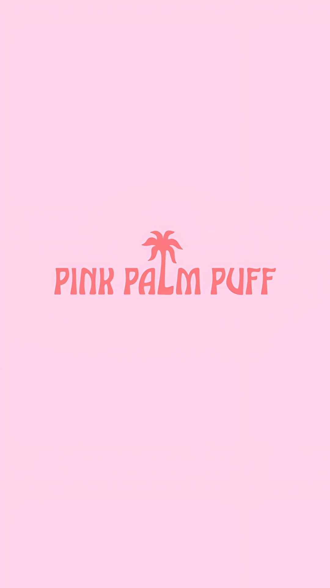  壁紙 — 簡約粉紅色牆紙，中央有「PINK PALM PUFF」文字和棕櫚樹圖標，背景為柔和漸變色。
