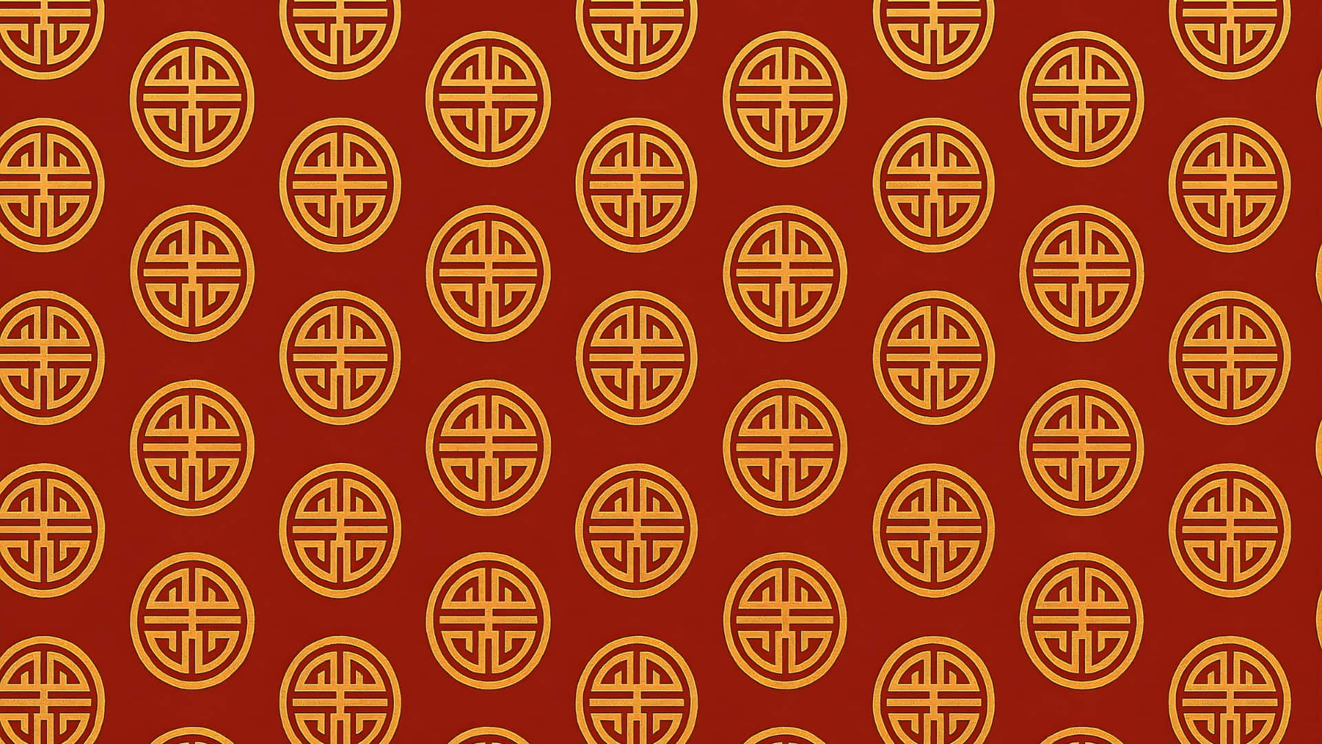  壁紙 — 深紅色背景上重複出現的金色中文「福」字圖案。