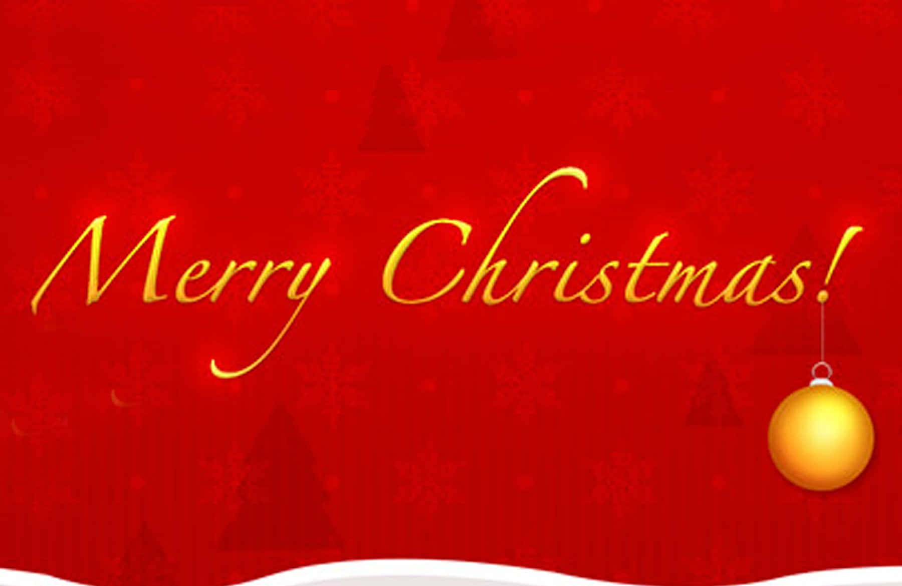 紅色背景上帶有金色文字和裝飾的 Merry Christmas 祝福。