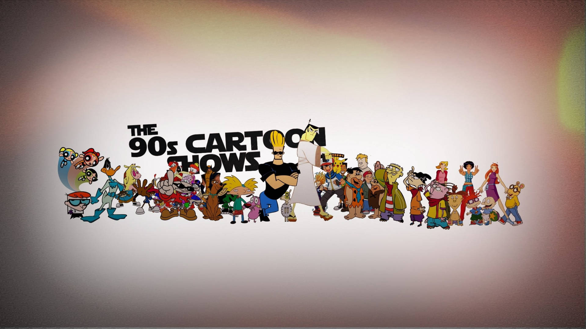 一群90年代卡通角色在「The 90s Cartoon Shows」標題下擺姿勢。