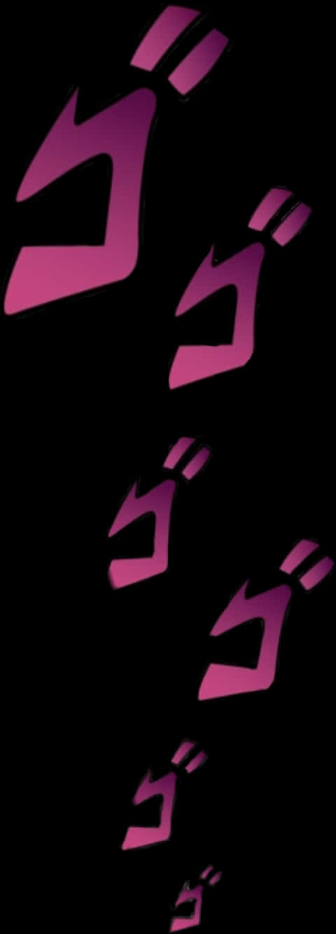 JoJo 威脅性日文假名符號 壁紙 — 鮮豔的洋紅色風格化日文字符在純黑色背景上對角漂浮。