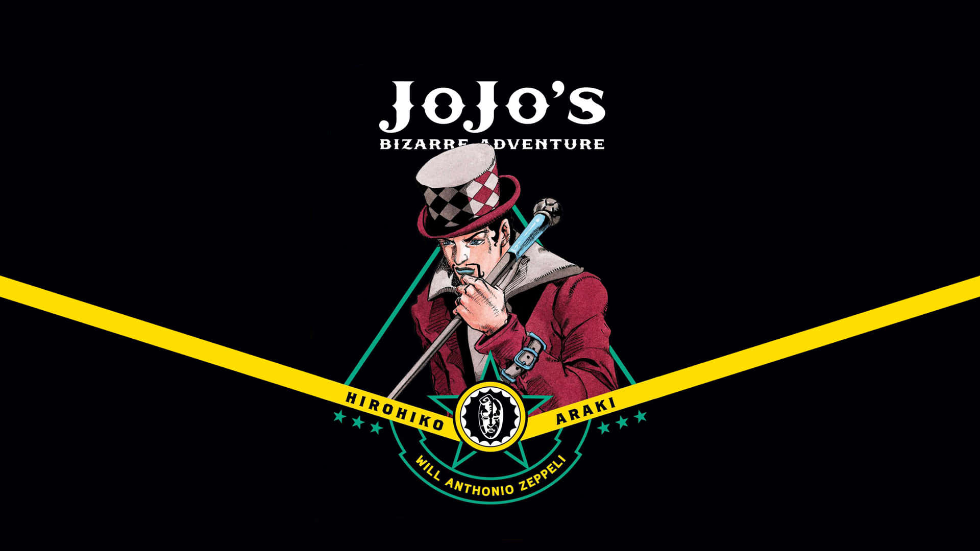 JoJo的奇妙冒險角色威爾·A·齊貝林抽煙，帶有黃色對角線條。