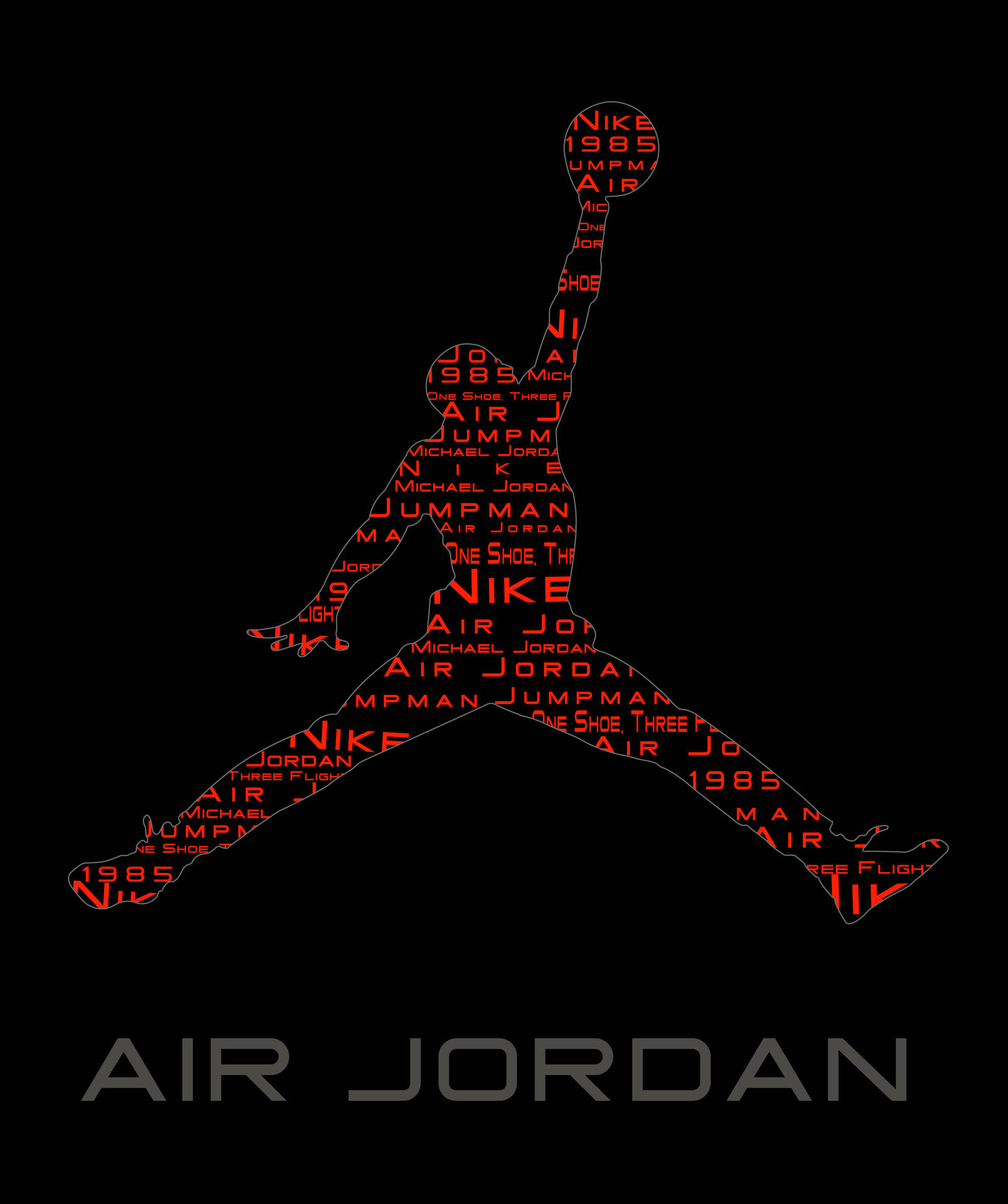 紅色文字填充的米高佐敦入樽剪影，黑色背景，下方有「Air Jordan」文字。