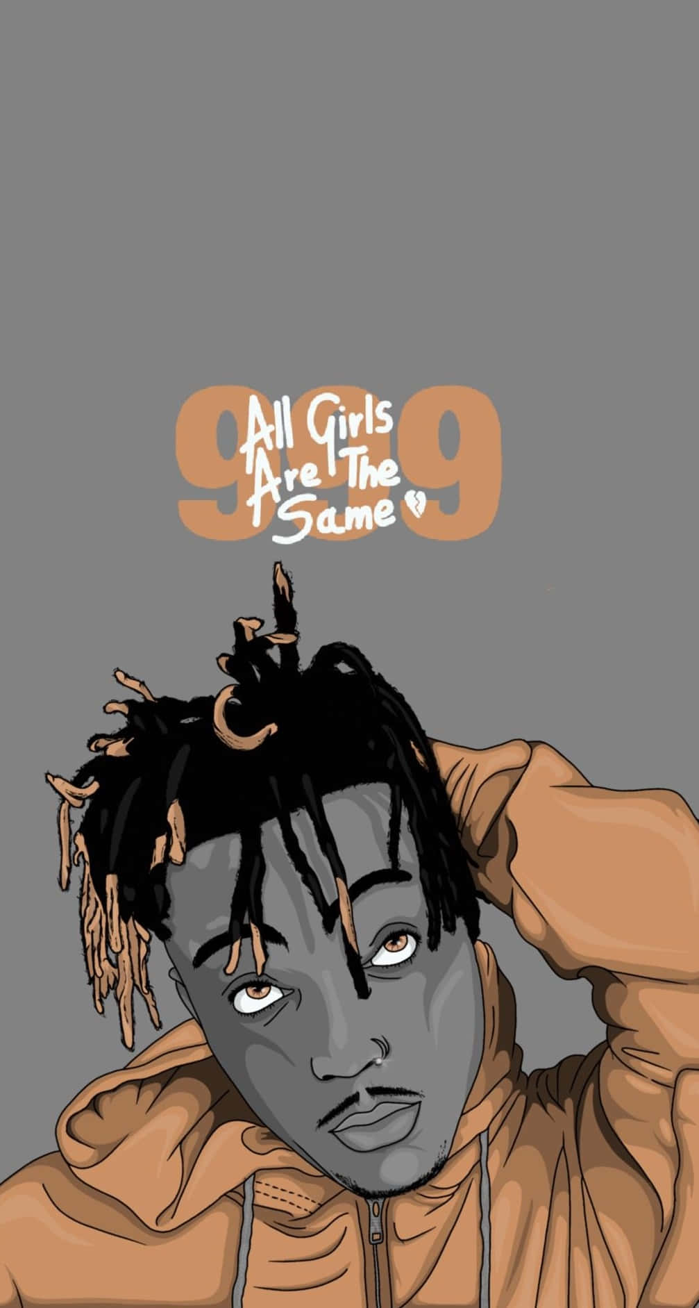 留著辮子、穿著連帽衫的男子，文字 999 All Girls Are The Same