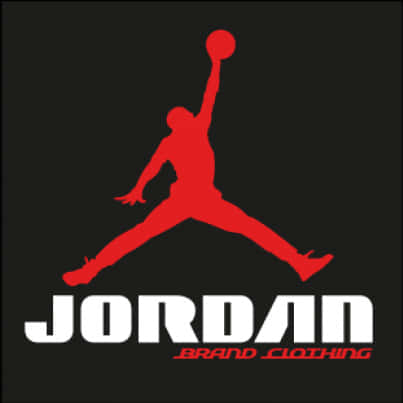 紅色 Jumpman 標誌 耐克 Jordan 服飾 壁紙 — 紅色剪影，一名籃球運動員在半空中入樽，背景為黑色，並帶有白色Jordan Brand Clothing文字。