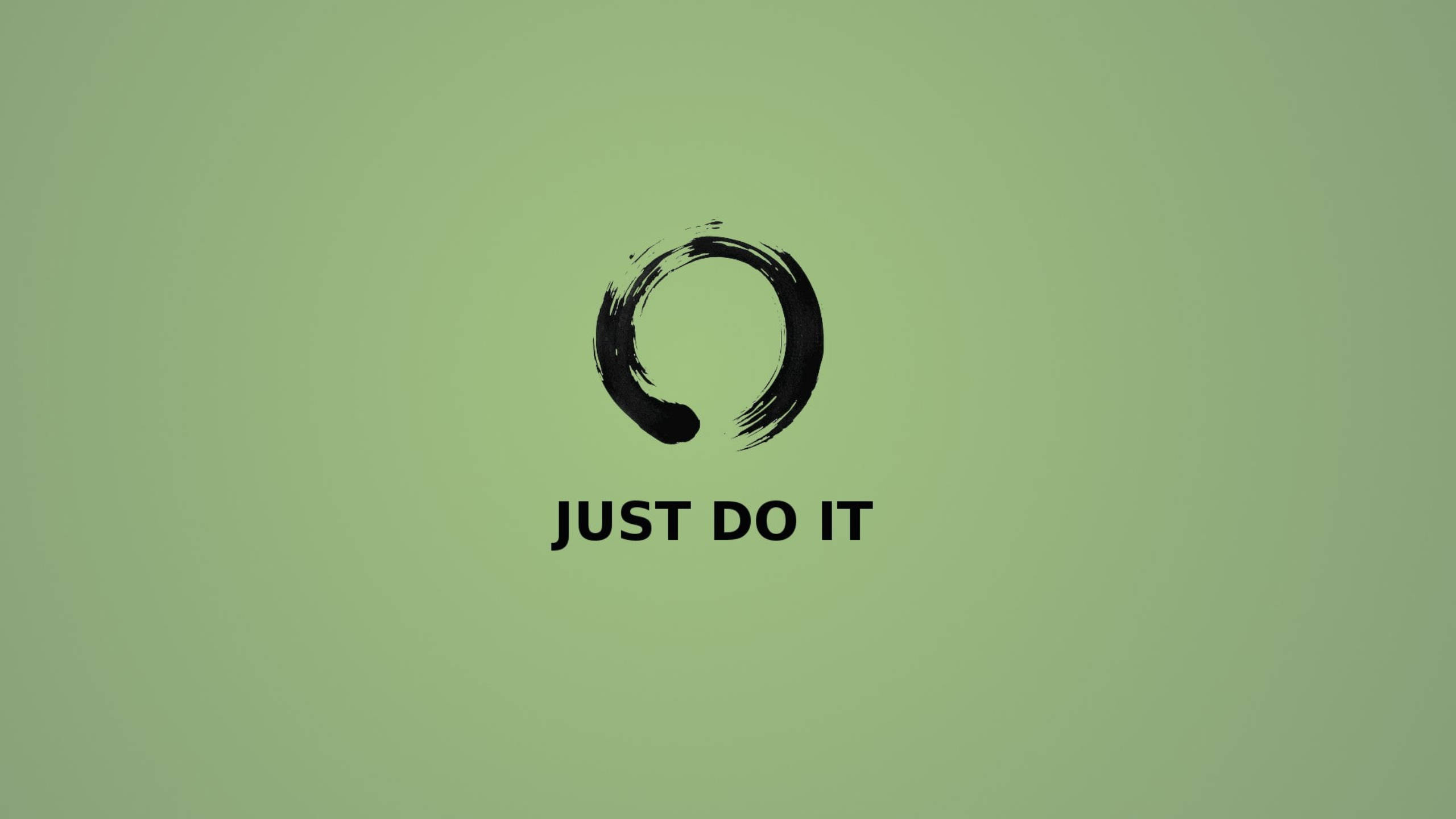 Just Do It 綠色海報壁紙 壁紙 — 簡約綠色背景，中央下方有一個大膽的黑色筆觸圓圈和文字 'JUST DO IT'。