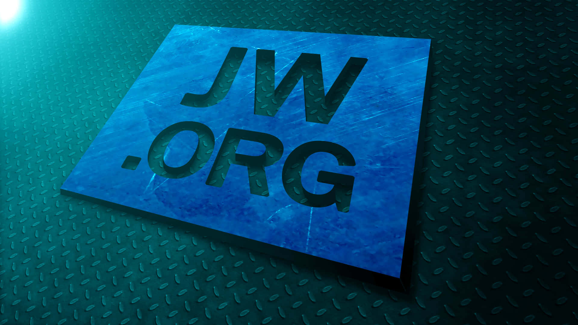 藍色JW.ORG標誌牌，有紋理的金屬表面，綠色燈光。 — 深綠色 壁紙