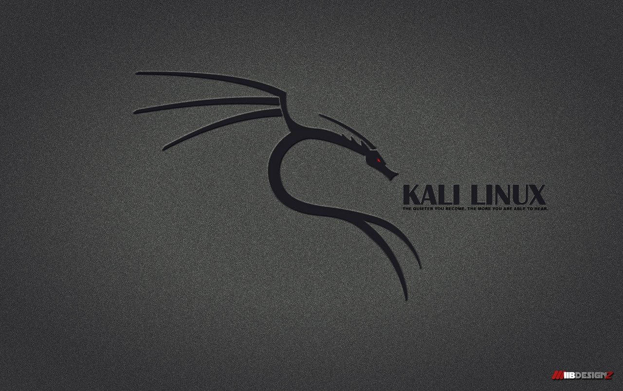 Kali Linux 標誌，在深灰色紋理背景上有一條紅眼黑龍。