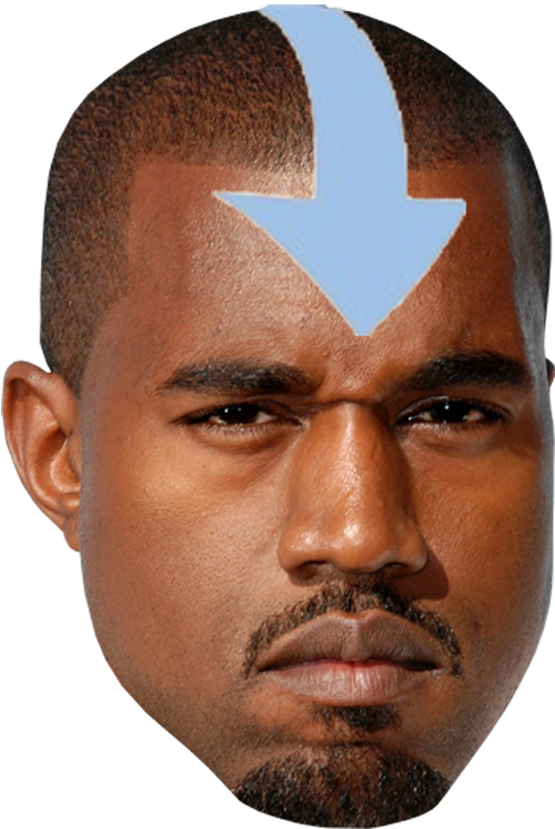 Kanye West 箭頭髮型 壁紙 — Kanye West 嘅特寫肖像，額頭上有一個淺藍色箭頭紋身。