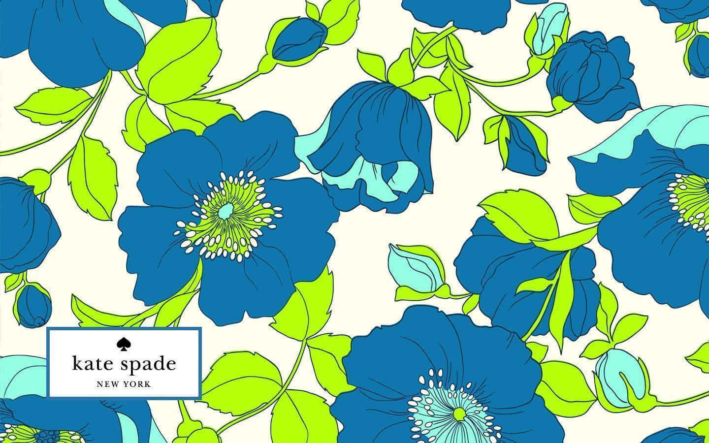 Kate Spade 最新成衣系列享 50% 折扣 壁紙 — 鮮豔的藍色罌粟花與青檸綠色葉子在奶油色背景上以大膽的圖案綻放。
