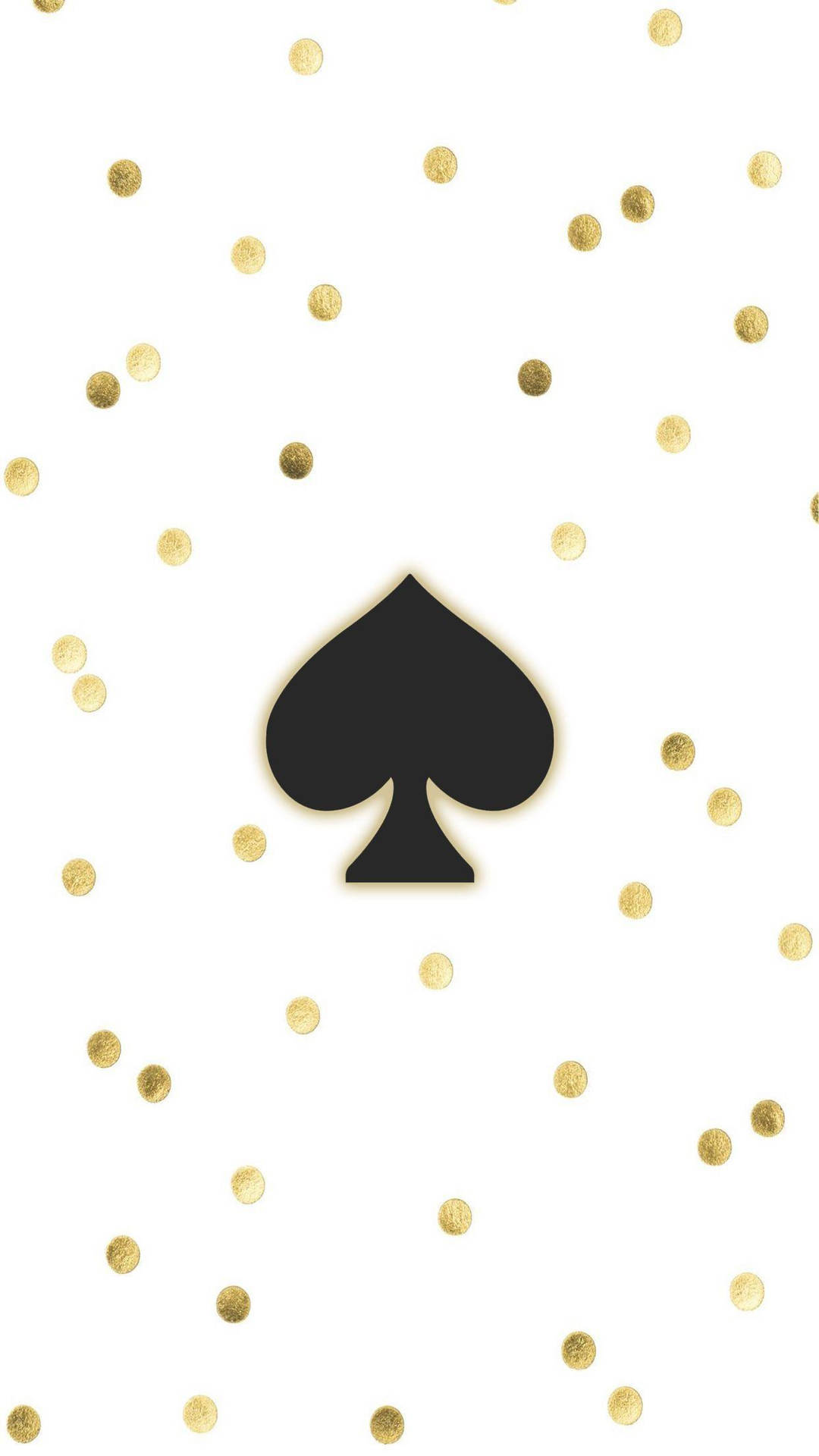 白色背景上帶有金色紙屑的黑色黑桃圖標。