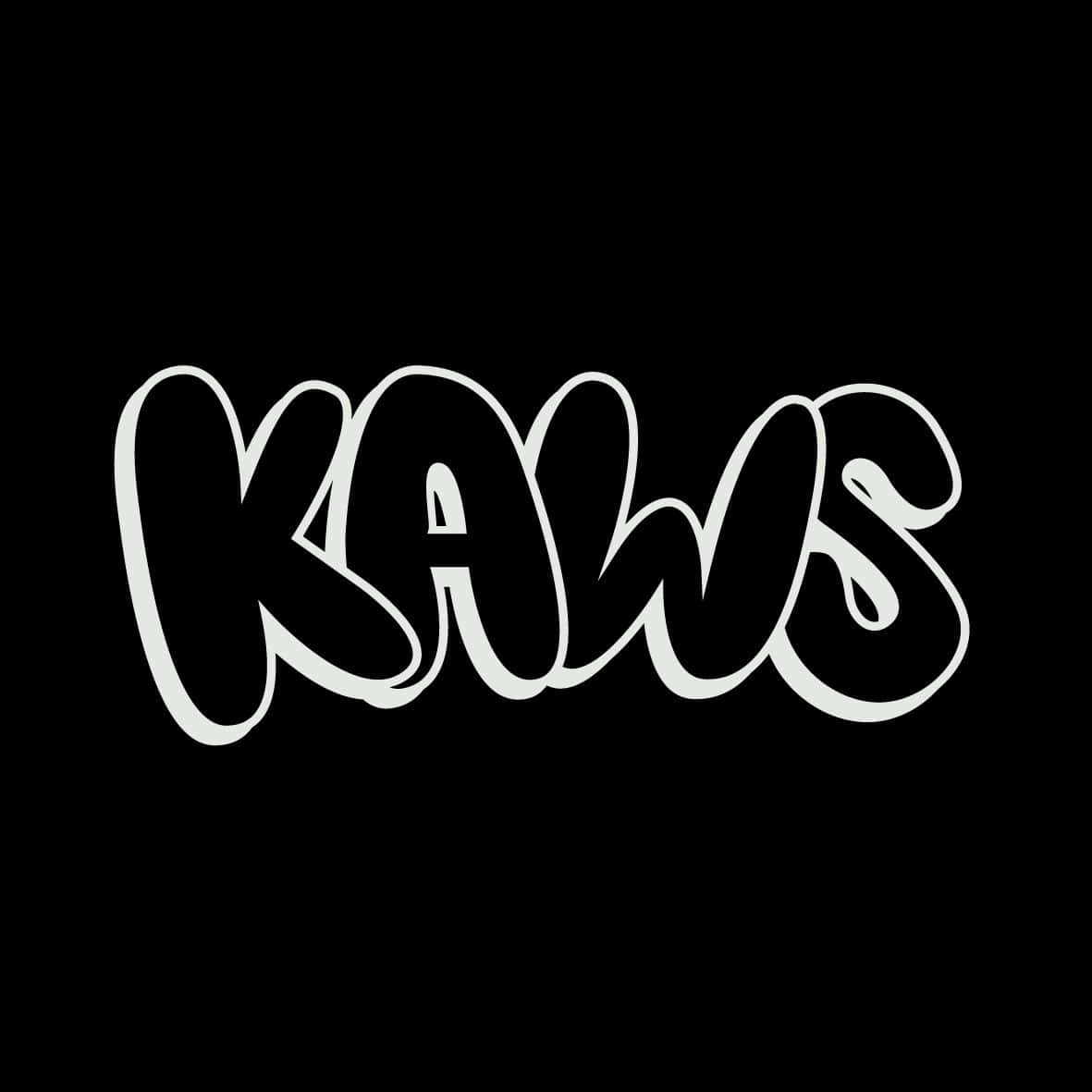 黑色背景上的白色風格化KAWS標誌
