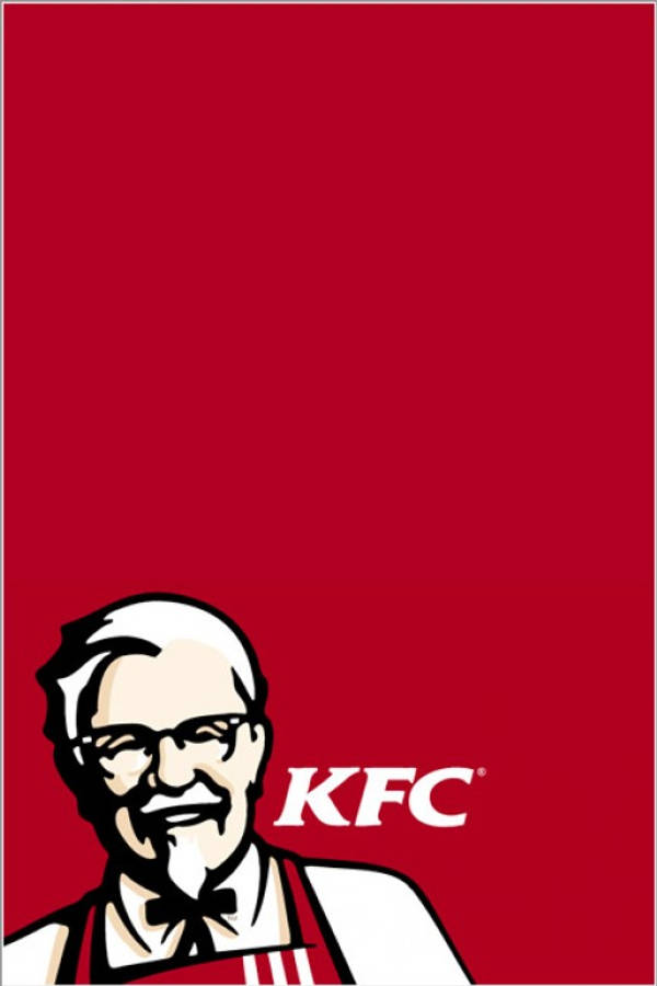 KFC紅底標誌 壁紙 — 經典KFC標誌，山德士上校穿著白色圍裙在鮮紅色背景上微笑。