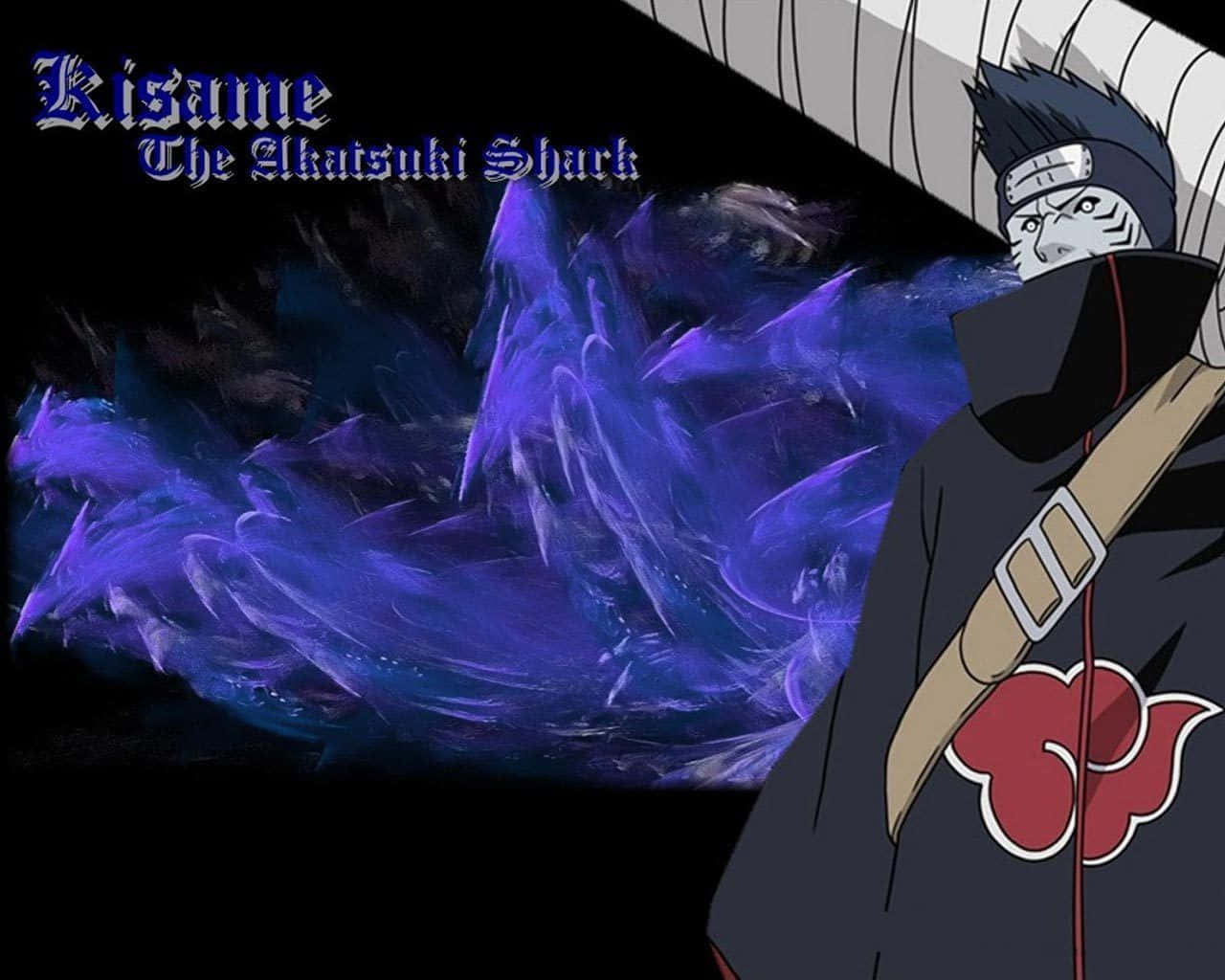 Kisame — 雲忍鯊 壁紙 — 動漫角色鬼鮫，擁有鯊魚般的特徵和紫色查克拉斬擊，背景為深色。