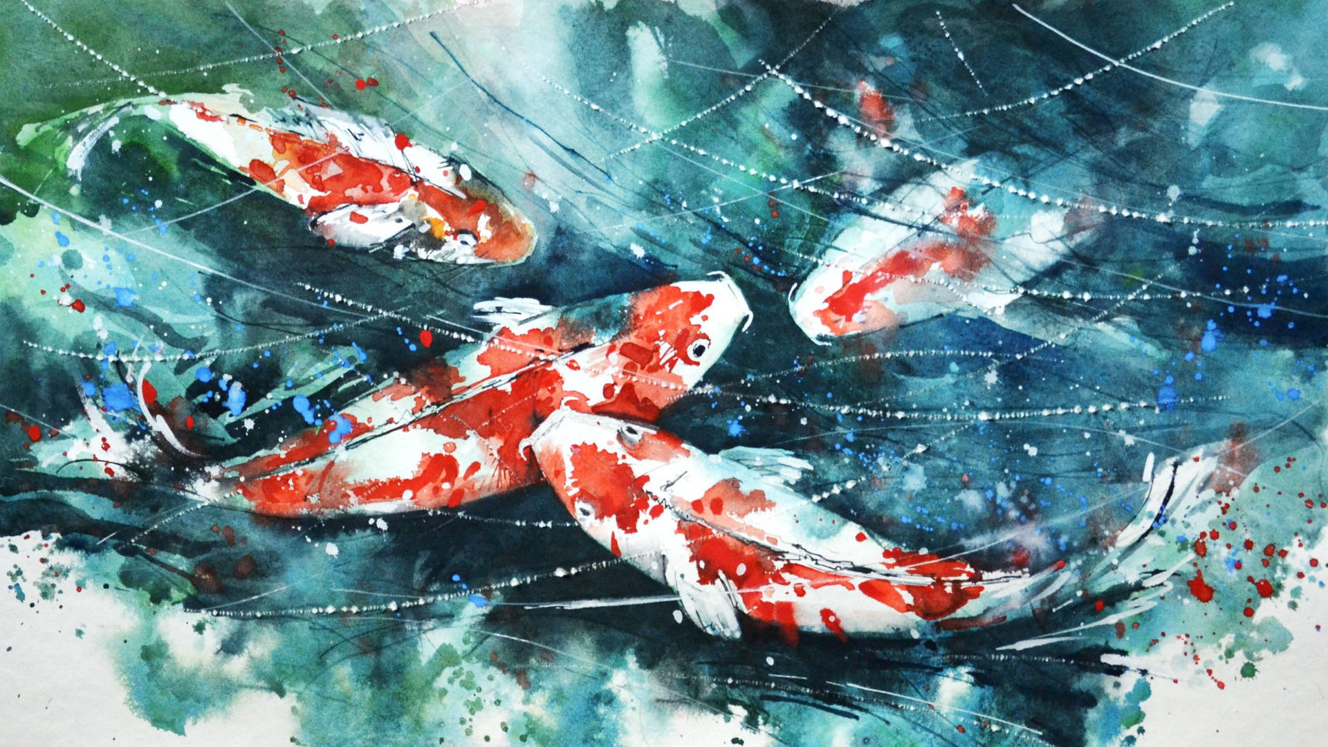 鯉魚畫作桌面
