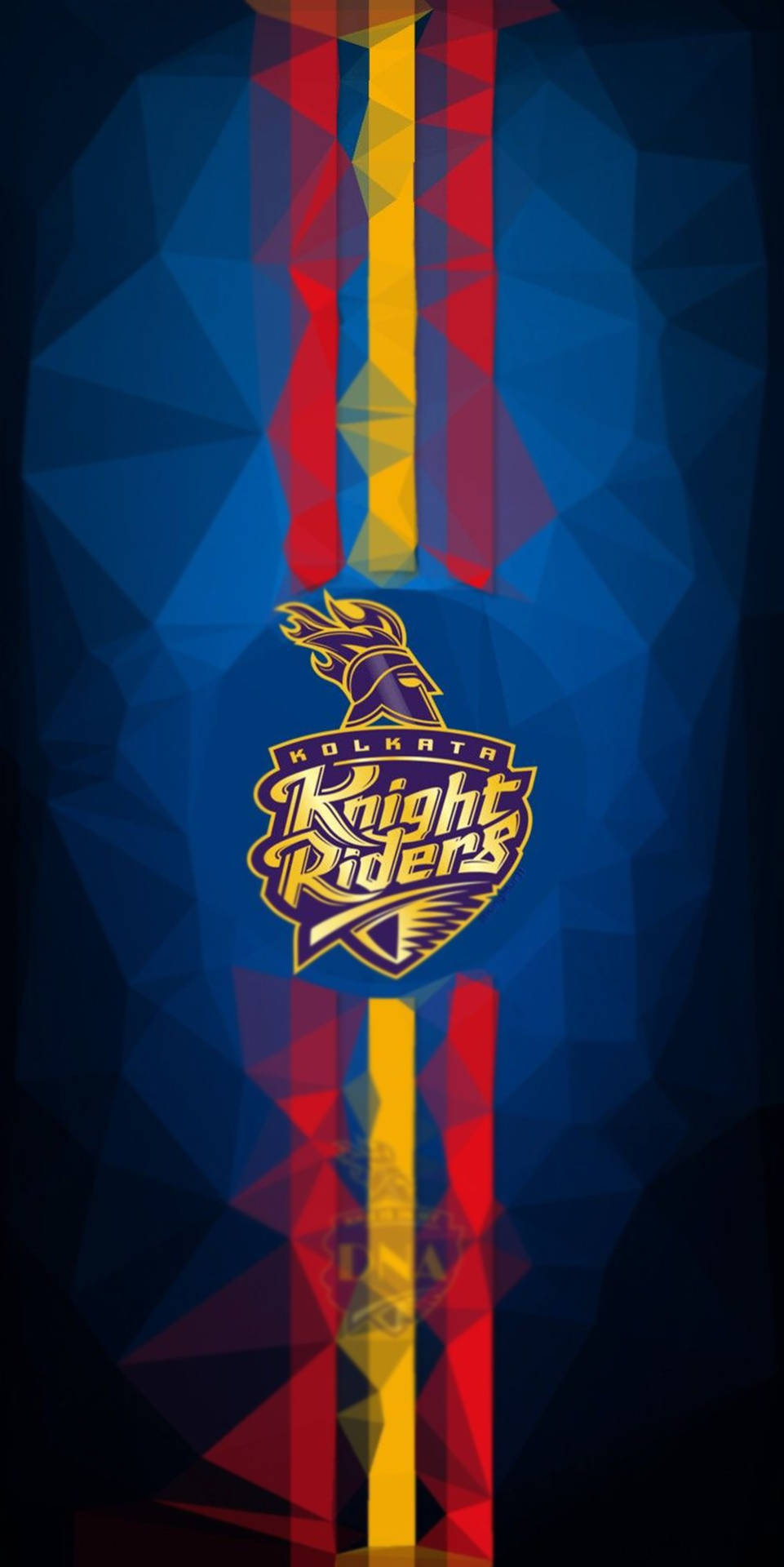Kolkata Knight Riders體育隊伍標誌，置於幾何多邊形背景上。