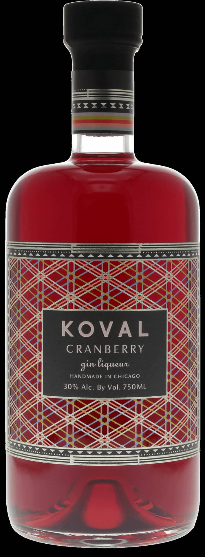 Koval蔓越莓琴酒利口酒瓶，紅色液體，圖案標籤。
