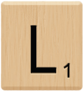 木質字母L Scrabble方塊 壁紙 — 淺色木製Scrabble字母牌的近距離特寫，顯示黑色粗體字母L，右下角有數字1。